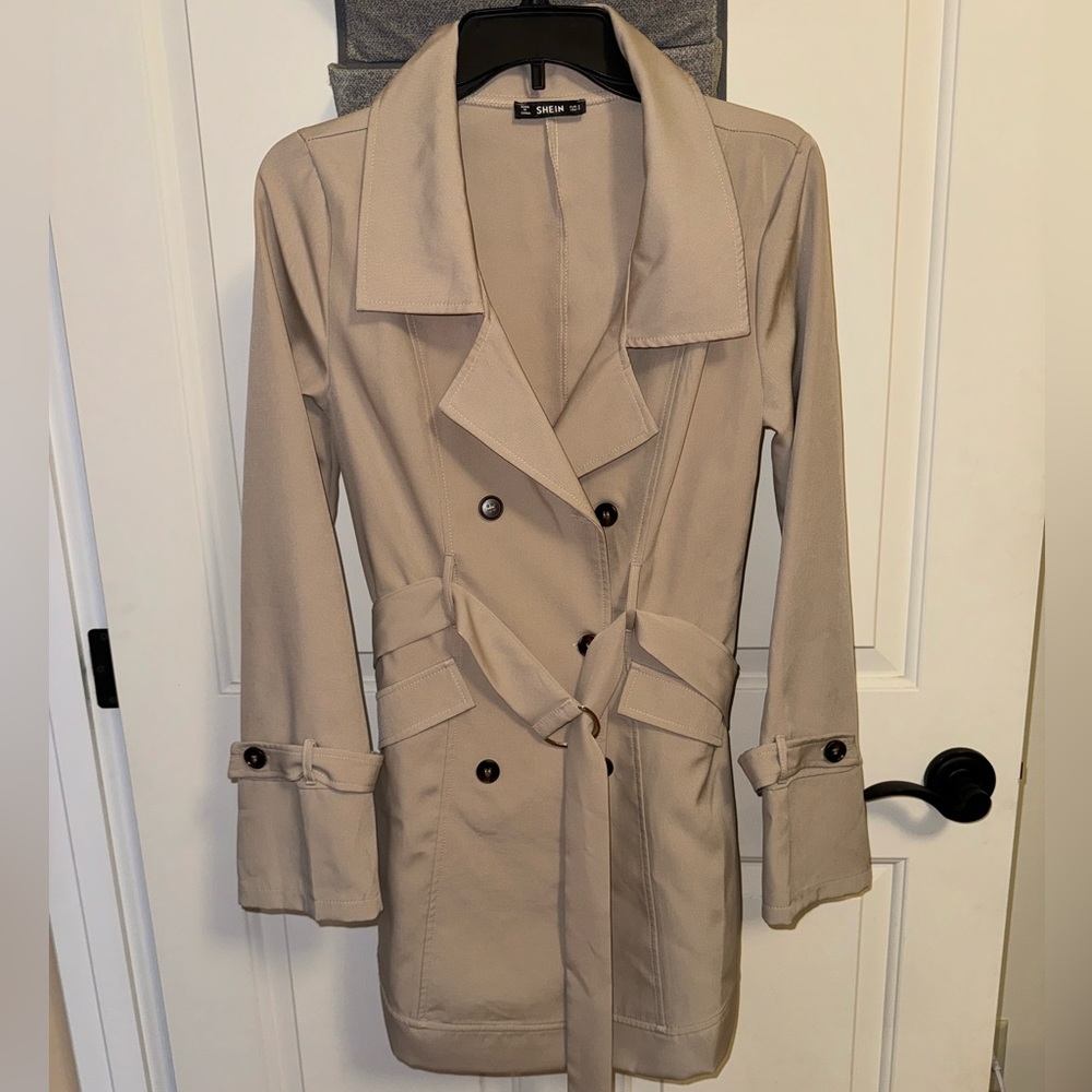 SHEIN belted coat - camel - small